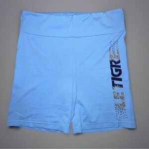 Le Tigre Women’s Lucia Blue Bike Biker Athletic Gym Shorts Rhinestones EUC